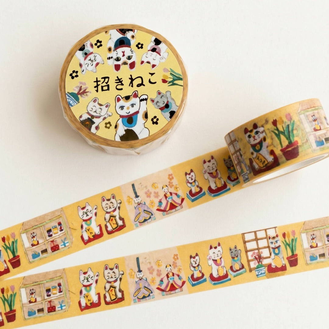 Ai Okino LUCKY CAT Themed Foil-Stamped Washi Tape