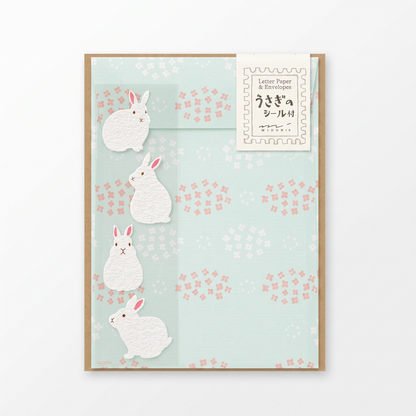 Rabbit Letter Paper & Envelope Letter Set with Fuzzy Stickers
