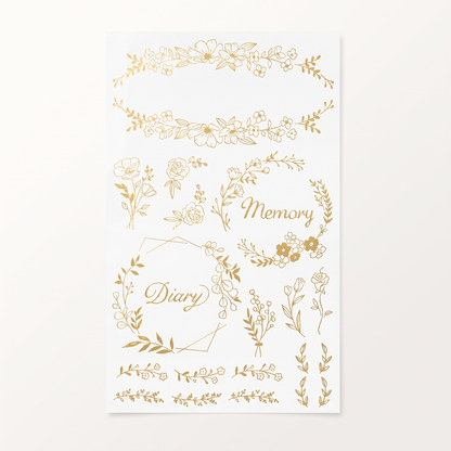 Flower Patterns Gold Foil Transfer Stickers