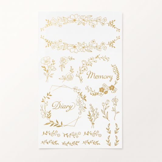 Flower Patterns Gold Foil Transfer Stickers
