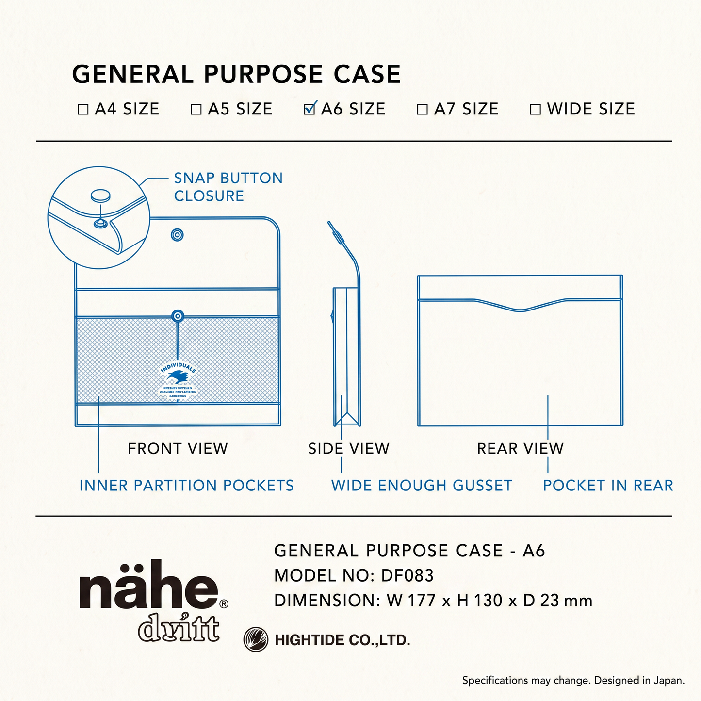 Nähe A6 General Purpose Case - Blue